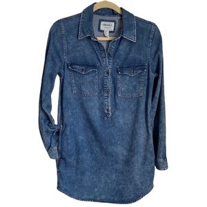 POP OVER DENIM TUNIC WITH POCKETS